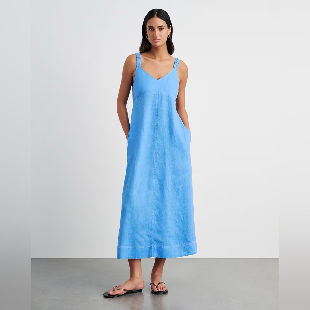 JAG AUSTRALIA SARA LINEN MIDI DRESS IN AZURE